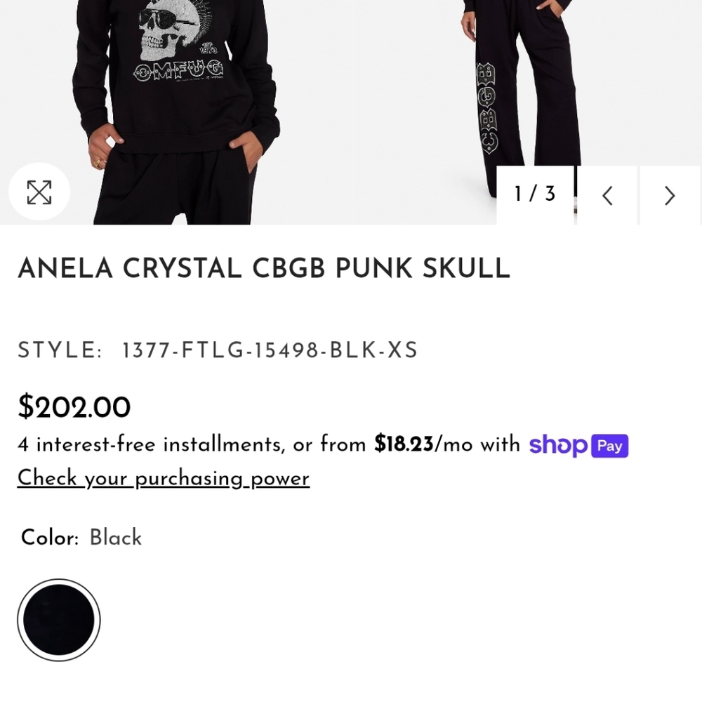 NWOT Lauren Moshi Crystal Anela CBGB sweatshirt - Picture 4 of 15